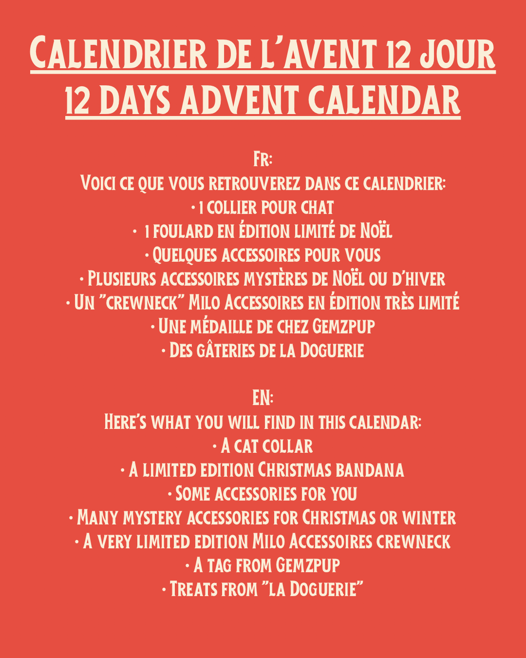 Calendrier de l'Avent pour chat | Cat Christmas Advent calendar